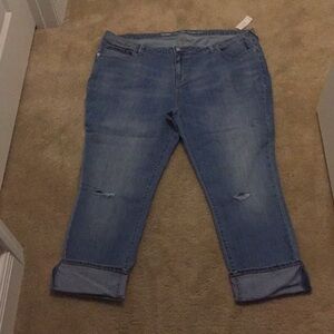 NWT cuffed distressed jeans